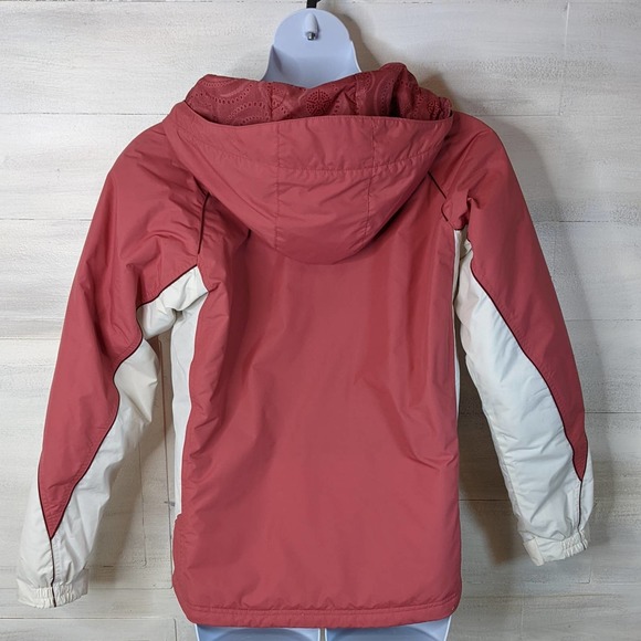 Columbia Dark Coral and White Fleece Lined Winter Coat Size L - Picture 2 of 9